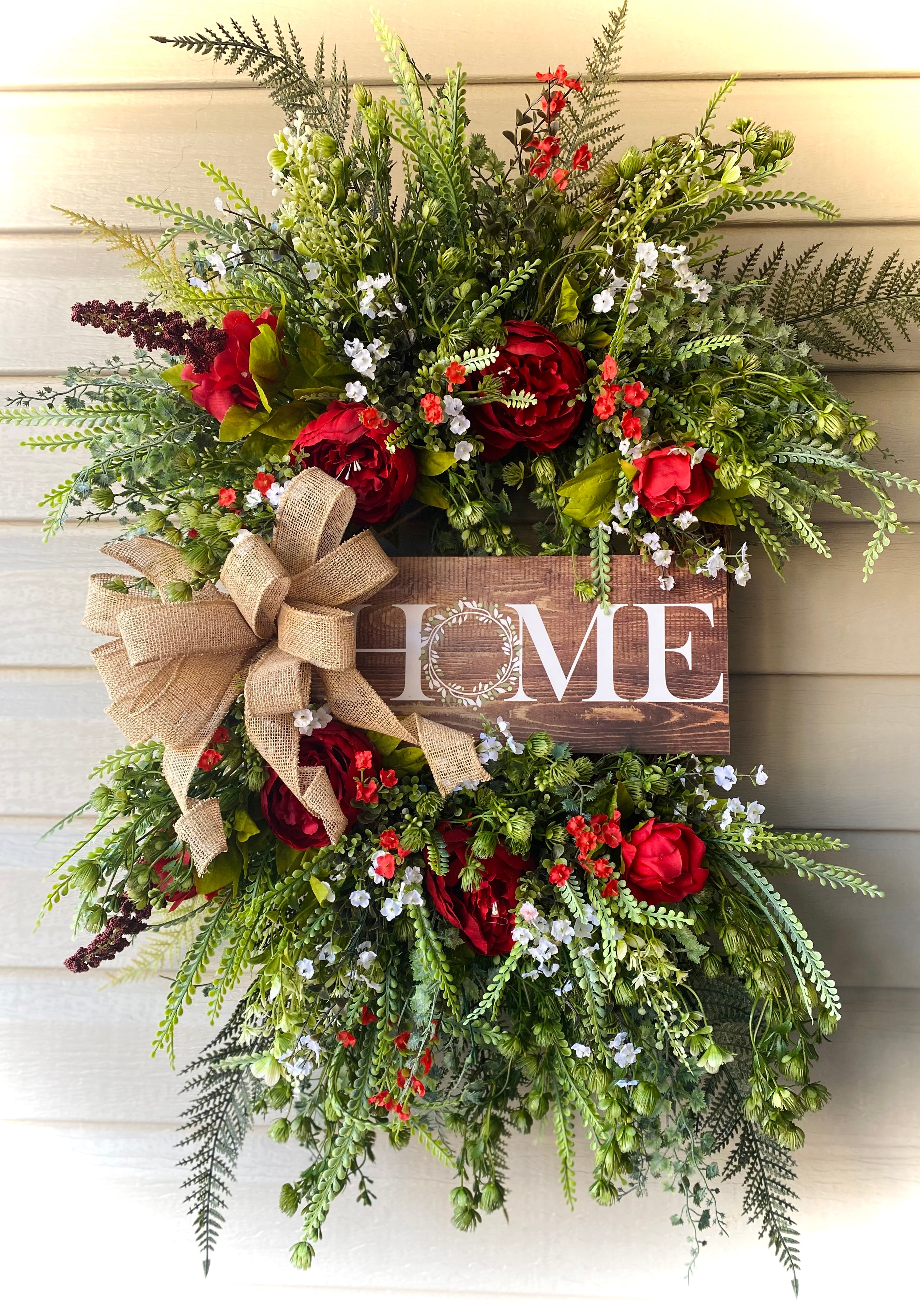 30" Home Red Peony Wreath- Perfect Everyday wreath