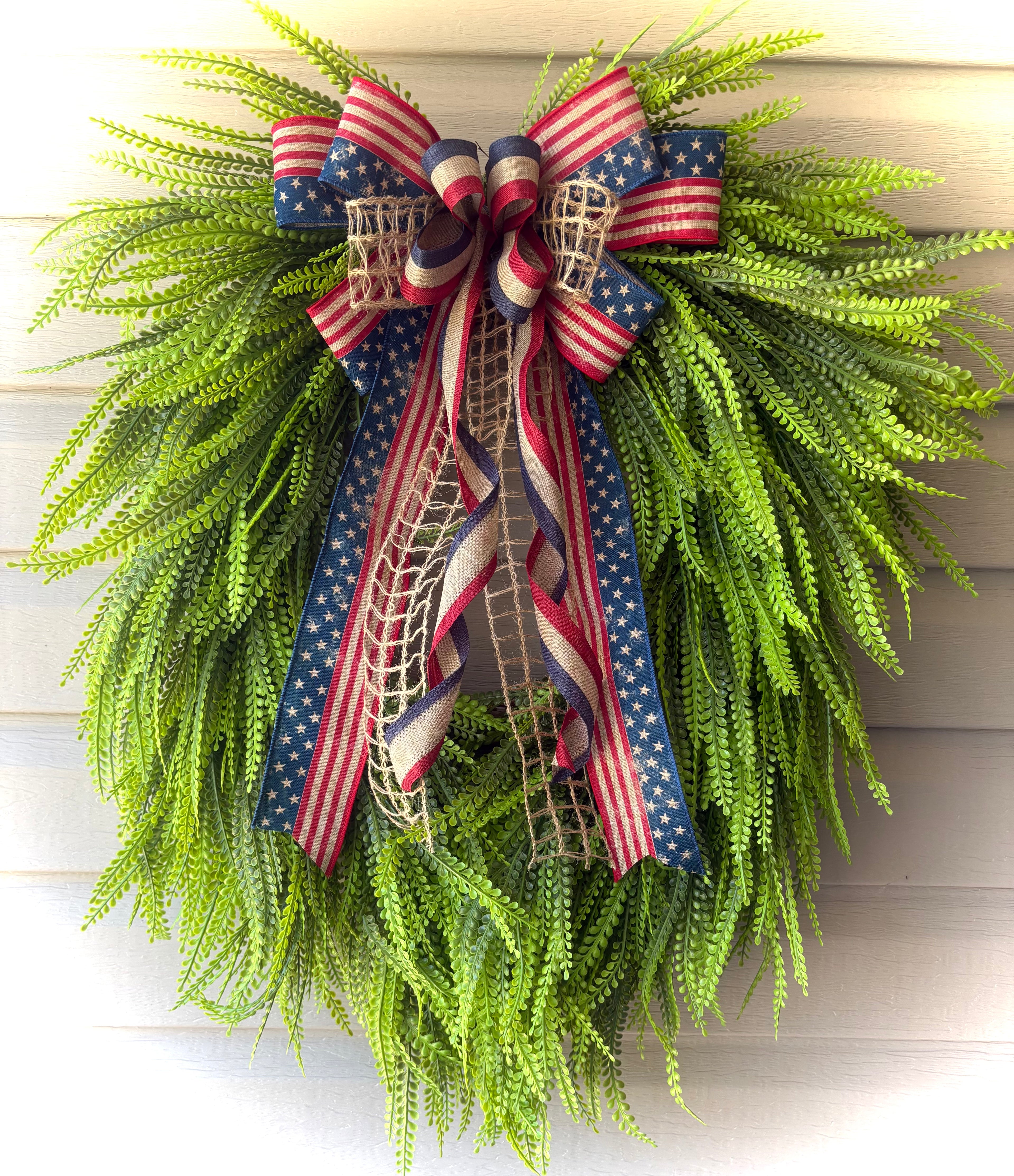 30" Bead Grass Wreath with Patriotic Bow