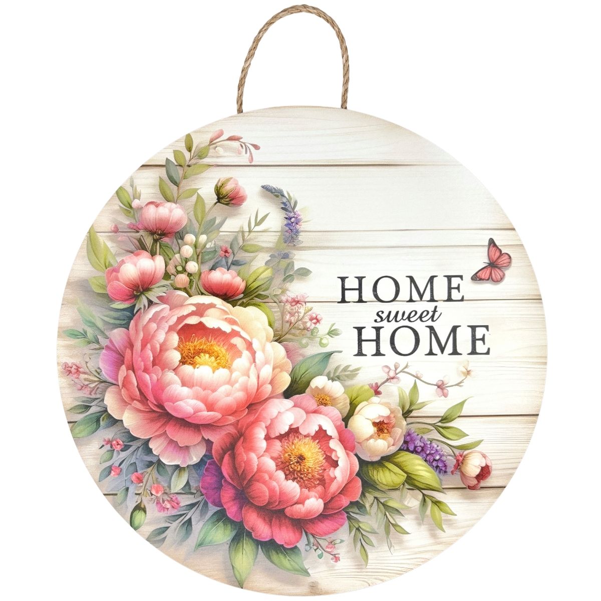 18" Home Sweet Home Peony Sign